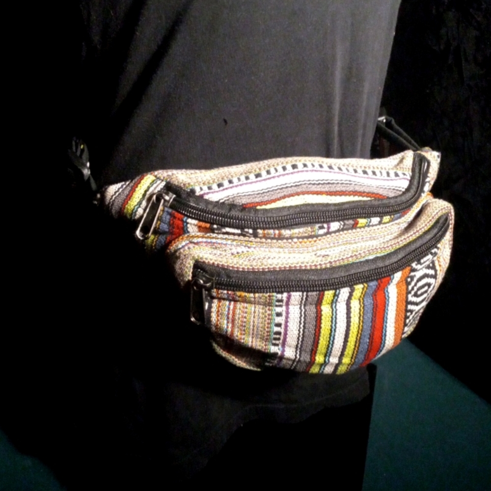 New Nepal Adjustable Cotton Fanny Pack Waist Bag Unisex Travel - Picture 2 of 6